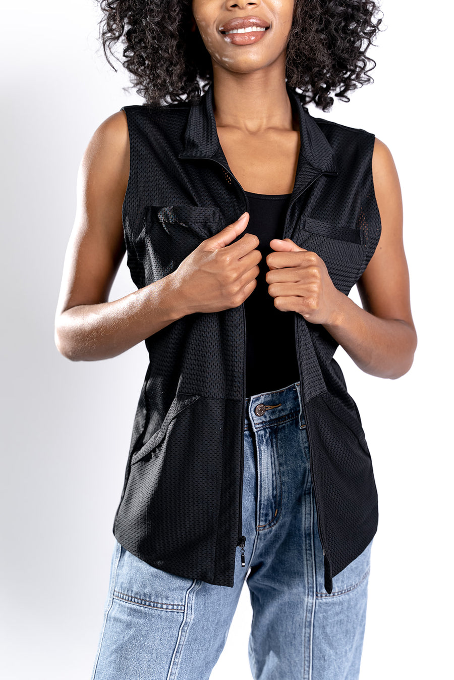 Women's Black Mesh Vest
